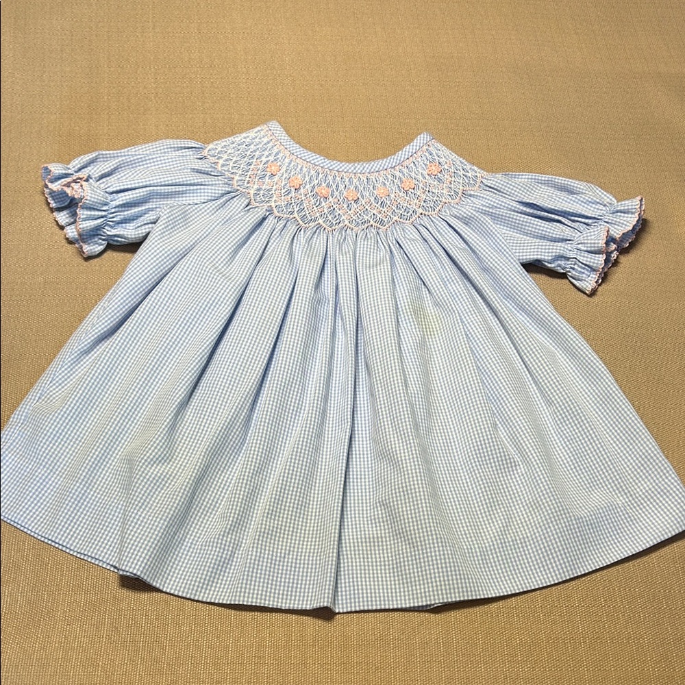 Blue Gingham smocked dress. Size 2T